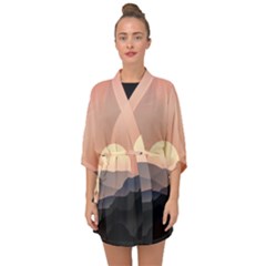 Sunset Sky Sun Graphics Half Sleeve Chiffon Kimono by HermanTelo