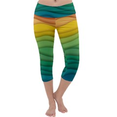 Waves Texture Capri Yoga Leggings by HermanTelo