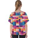 Abstract Geometry Blocks V-Neck Dolman Drape Top View2