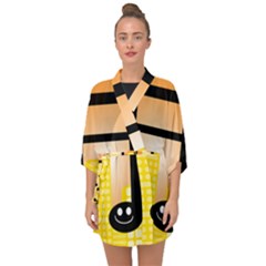 Abstract Anthropomorphic Art Half Sleeve Chiffon Kimono by Bajindul