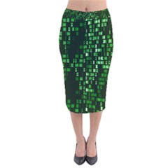 Abstract Plaid Green Velvet Midi Pencil Skirt by Bajindul