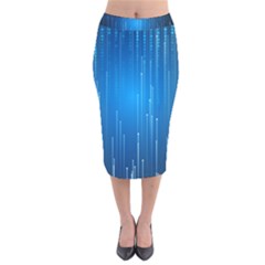 Abstract Rain Space Velvet Midi Pencil Skirt by Bajindul