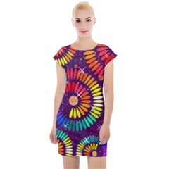 Abstract Background Spiral Colorful Cap Sleeve Bodycon Dress by Bajindul