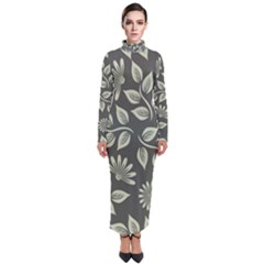 Flowers Pattern Spring Nature Turtleneck Maxi Dress by Bajindul