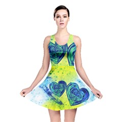 Heart Emotions Love Blue Reversible Skater Dress by Bajindul