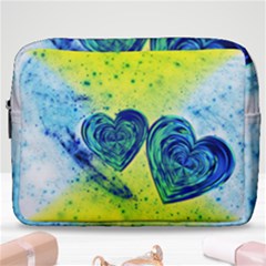 Heart Emotions Love Blue Make Up Pouch (large) by Bajindul