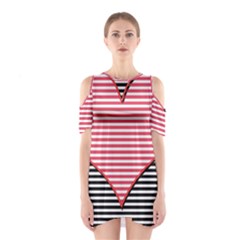 Heart Stripes Symbol Striped Shoulder Cutout One Piece Dress by Bajindul