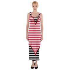 Heart Stripes Symbol Striped Fitted Maxi Dress by Bajindul