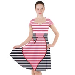 Heart Stripes Symbol Striped Cap Sleeve Midi Dress by Bajindul