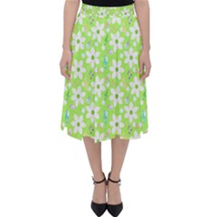 Zephyranthes Candida White Flowers Classic Midi Skirt by Bajindul