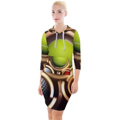 Sport Ball Tennis Golf Football Quarter Sleeve Hood Bodycon Dress by Bajindul