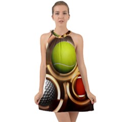 Sport Ball Tennis Golf Football Halter Tie Back Chiffon Dress by Bajindul