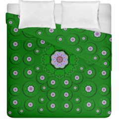 Stars Of Bleeding Hearts In Green Duvet Cover Double Side (king Size) by pepitasart