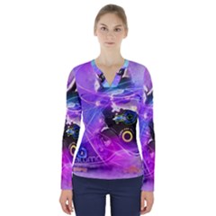 Ski Boot Ski Boots Skiing Activity V-neck Long Sleeve Top by Pakrebo