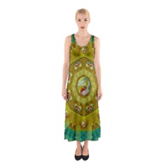 Mandala In Peace And Feathers Sleeveless Maxi Dress by pepitasart