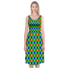 Check Pattern Red, Green, Blue Midi Sleeveless Dress by ChastityWhiteRose