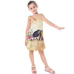 Funny Coutan With Flowers Kids  Sleeveless Dress by FantasyWorld7