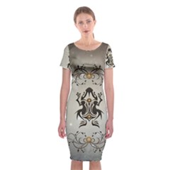 Wonderful Elegant Frog With Flowers Classic Short Sleeve Midi Dress by FantasyWorld7