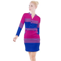 Bisexual Pride Flag Bi Lgbtq Flag Button Long Sleeve Dress by lgbtnation