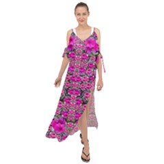 From The Sky Came Flowers In Peace Maxi Chiffon Cover Up Dress by pepitasart