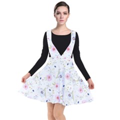 Floral Pattern Background Plunge Pinafore Dress by Pakrebo