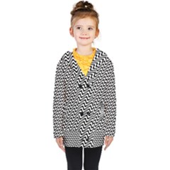 Insomnia - Black & White Stripes Kids  Double Breasted Button Coat by WensdaiAmbrose