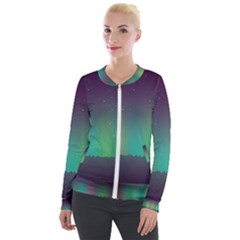 Background Colors Abstract Green Velour Zip Up Jacket by Pakrebo