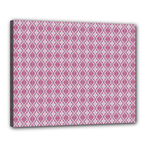 Argyle Light Red Pattern Canvas 20  X 16  (stretched) by BrightVibesDesign