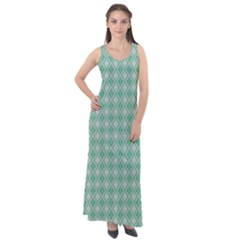 Argyle Light Green Pattern Sleeveless Velour Maxi Dress by BrightVibesDesign