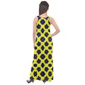 Modern Dark Blue Flowers On Yellow Sleeveless Velour Maxi Dress View2