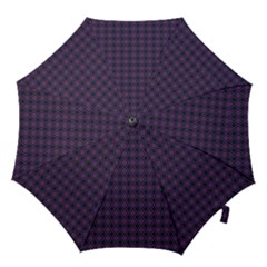 Argyle Dark Pink Black Pattern Hook Handle Umbrellas (medium) by BrightVibesDesign