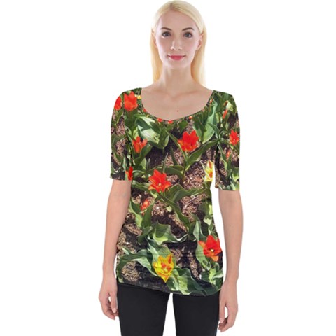 Tulips In April Wide Neckline Tee by Riverwoman