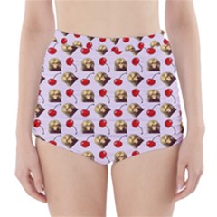 Doll And Cherries Pattern High-waisted Bikini Bottoms by snowwhitegirl