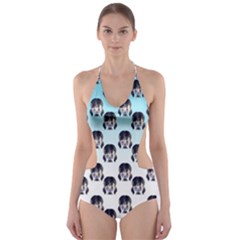 Forest Girl Gradient Blue Cut-out One Piece Swimsuit by snowwhitegirl