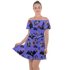 Goth Bat Floral Off Shoulder Velour Dress by snowwhitegirl