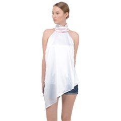 Horizontal Pinstripes In Soft Colors Halter Asymmetric Satin Top by shawlin