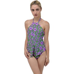 Fantasy Flowers Dancing In The Green Spring Go With The Flow One Piece Swimsuit by pepitasart