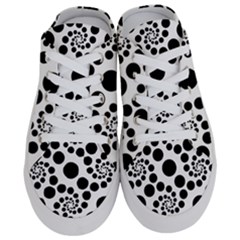 Dot Dots Round Black And White Half Slippers by Nexatart