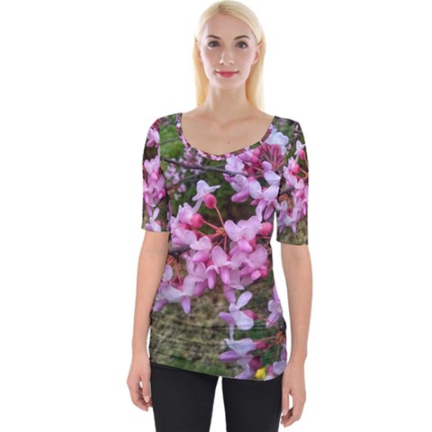 Redbud In April Wide Neckline Tee by Riverwoman