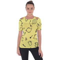 Tea Seamless Pattern Teatime Shoulder Cut Out Short Sleeve Top by Nexatart