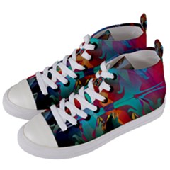 Background Sci Fi Fantasy Colorful Women s Mid-top Canvas Sneakers by Nexatart