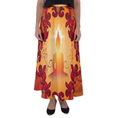 Buddah With Light Effect Flared Maxi Skirt by FantasyWorld7