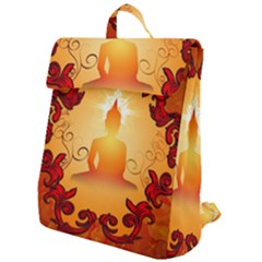 Buddah With Light Effect Flap Top Backpack by FantasyWorld7