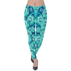 Happy Florals  Giving  Peace Ornate In Green Velvet Leggings by pepitasart