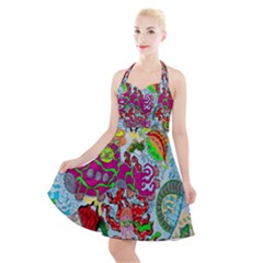 Supersonic Volcanic Splash Halter Party Swing Dress  by chellerayartisans