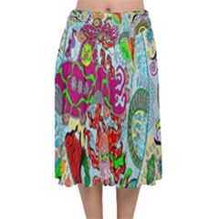 Supersonic Volcanic Splash Velvet Flared Midi Skirt by chellerayartisans