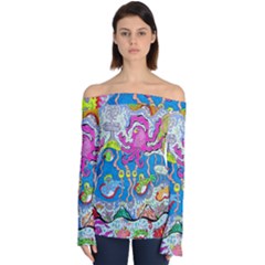 Supersonic Volcanic Fish Sonar Submarine Off Shoulder Long Sleeve Top by chellerayartisans