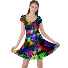 Multicolored Abstract Print Cap Sleeve Dress by dflcprintsclothing