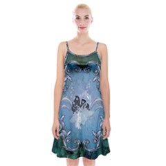 Surfboard With Dolphin Spaghetti Strap Velvet Dress by FantasyWorld7