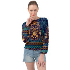 African Pattern Banded Bottom Chiffon Top by Sobalvarro